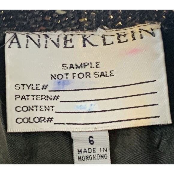 Anne Klein Black Gold Sparkle Straight Leg Wool Blend Trousers Sz 6 Sample Tag - Picture 4 of 7